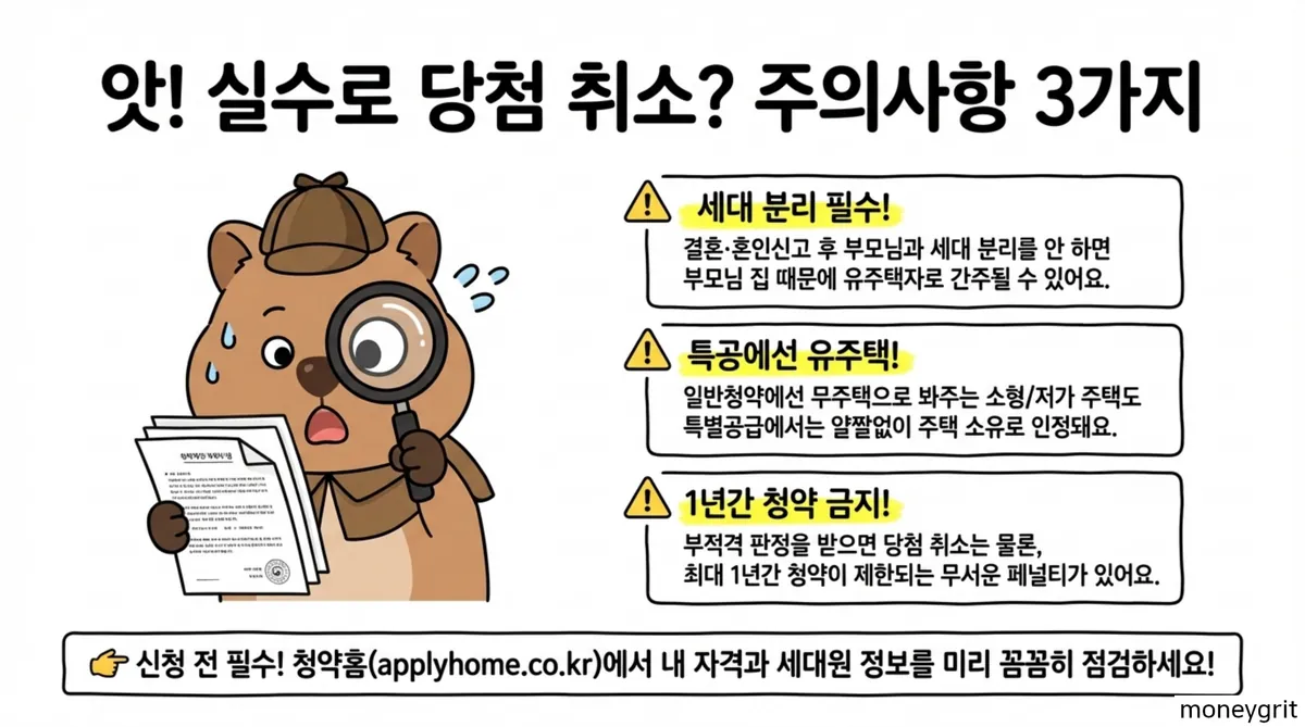 생애최초 특별공급 주의사항